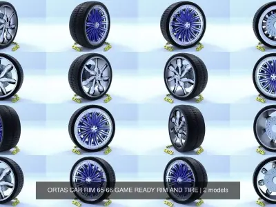 ORTAS CAR RIM 65-66 GAME READY RIM AND TIRE 3D Model Pack