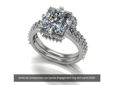 ENGAGEMENT RINGS WITH BAND-ANILLOS DE COMPROMISO CON BANDA 3D Model Pack