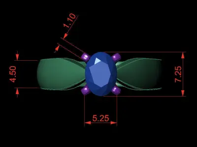 Oval 0-75-CT Quarter Round Profile Shank Width 4-00mm 3D print model