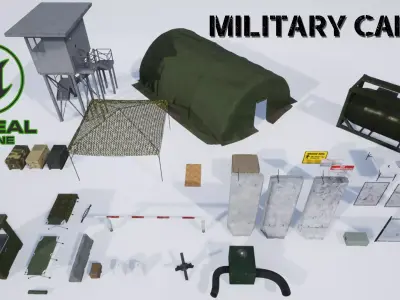Small military camp pack UE4 FILES  Low-poly 3D model