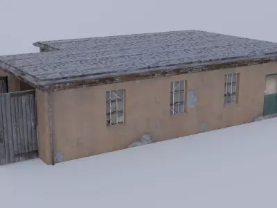 Old small train shed for one engine Low-poly 3D model