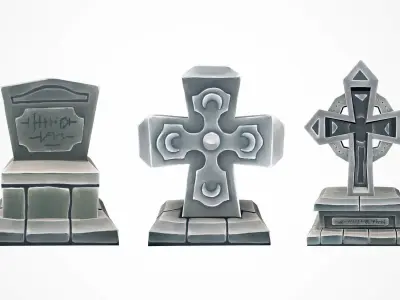 Grave Stone Bundle 3D model