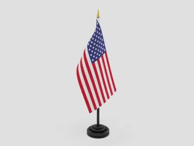 US Desk Flag Low-poly 3D model