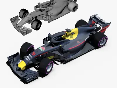 Formula 2018 car Low-poly 3D model