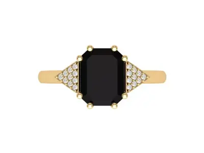 Emerald Radiant Artdeco Ring 3D print model