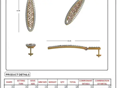 Women Earring 3DM STL OBJ FBX Render Details 3D print model get