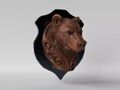Bear Wall Bust  Decorative Sculpture 3D print model