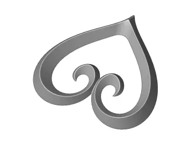 Heart shaped decoration element relief 3D print model