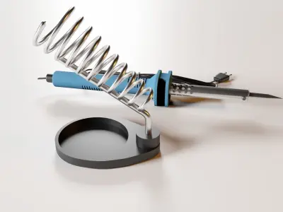 Iron Soldering with stand Low-poly 3D model