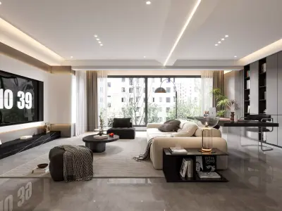 Modern living room 3D model  3D model