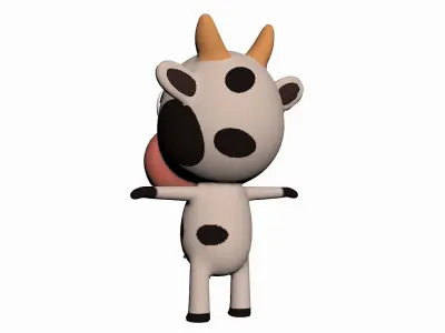 Cartoon Cow Character Low-poly 3D model