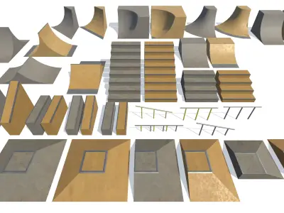 Lowpoly Skatepark Pack  Low-poly 3D model