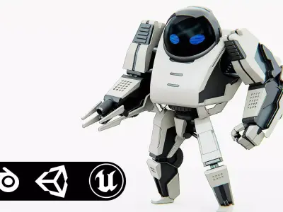 BATTLE DROID S-200 Rigged for Unreal Engine - Unity - MIXAMO 3D model
