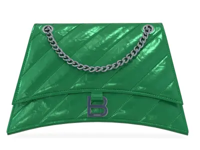 Balenciaga Crush Medium Chain Bag Quilted Green Low-poly 3D model