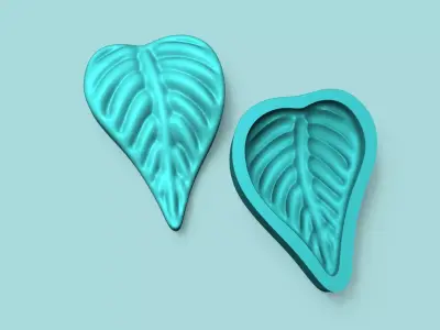 Heart Philodendron Leaf - Silicone Mold Maker - Template 3D print model