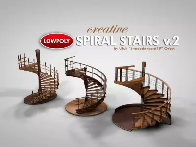 Creative Spiral Stairs Low-poly 3D model