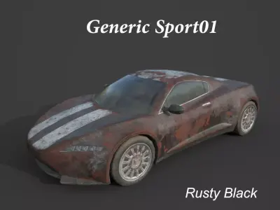 Generic Sport Car 01 Rusty Black Low-poly 3D model