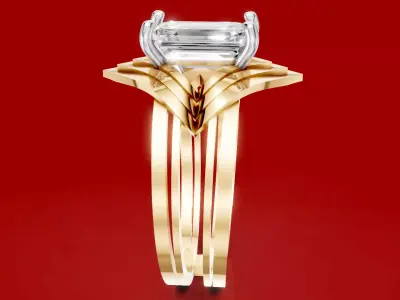 Emerald Cut Engagement Ring 3D print model