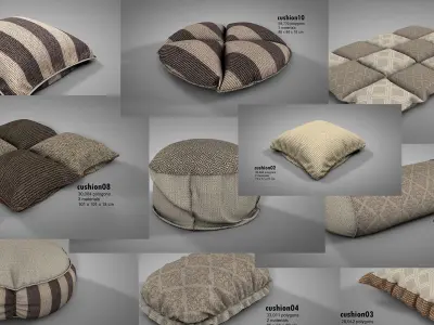 Canvas Covered Floor Cushions 3D model
