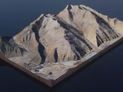 Desert Terrain Model- Endless Adventures mountain in middle o... Free low-poly 3D model
