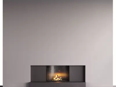 Decorated Wall with Fireplace - 6 3D model