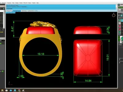 Luxury Ram Head Ring with Cushion Gemstone Jewelry Design  4099 3D print model