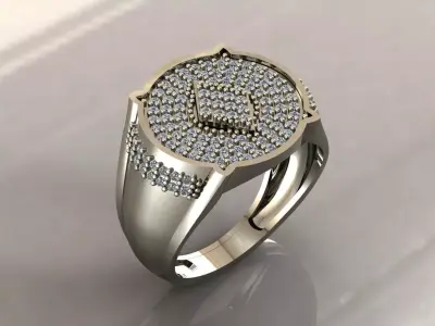 Gents Rings Diamond Men Ring STL 3DM 3D ready print model 3D print model