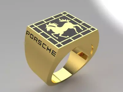 man porsche gold ring mr0019 3D print model