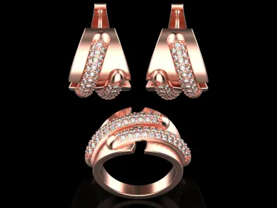 Ring and Earrings set 15143 3D print model