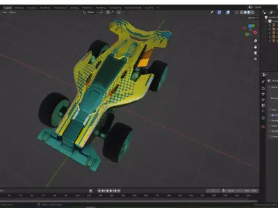 3D Futuristic Off Road Racing Car Model High Detail Textured Low-poly 3D model