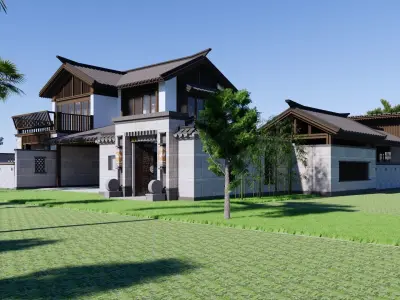 New Chinese style country villa 3D model