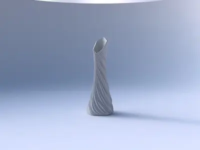 Vase squeezed and bent hexagon with wavy extruded lines 3D print model