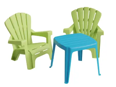 Plastic Table And Chairs For Kids 3D model