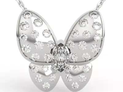 Stunning Marquise Diamond Butterfly Pendant 3D print model