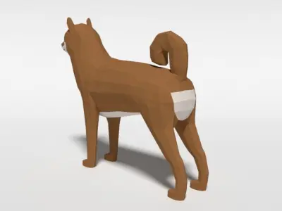 Low Poly Cartoon Shiba Inu Dog Low-poly 3D model