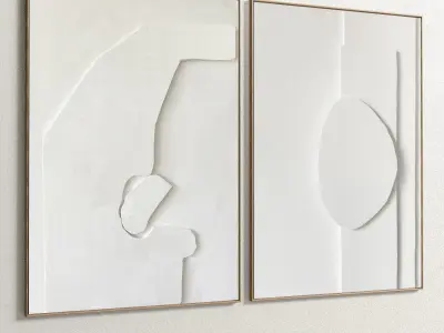 Plaster Two Photo Frame 99 Low-poly 3D model