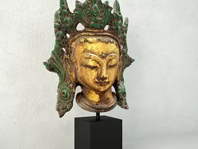 Cast Iron Kwan Yin Head 3D model