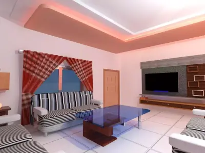 Interior room decoration design and furniture 3D model