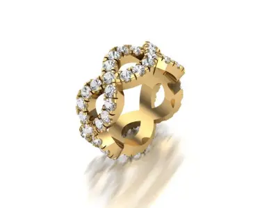 Intertwined Diamond Eternity Band Ring 3D print model