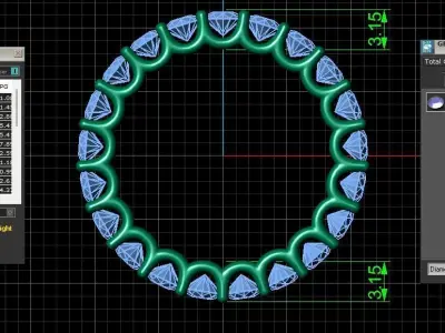 U Shaped Eternity Ring 3mm stone size swiss 12 and EU52 3D print model