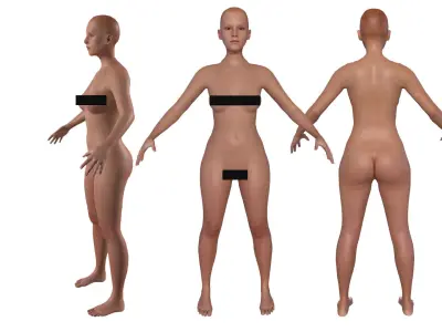 Realistic European Woman with rig Low-poly 3D model