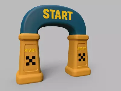 Stylized Race Gates Pack  Start Checkpoint Finish Low-poly 3D model