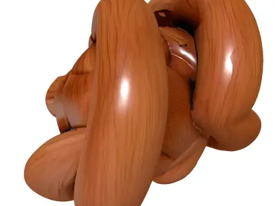 Wooden Interlocking Knot Abstract Sculpture Low-poly 3D model