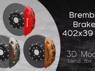 Brembo 402x39 6 Piston Brake 3D Model 3D model