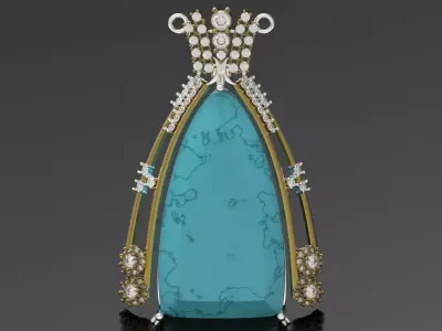 Statement Triangular Turquoise Pendant model jp0393 3D print model