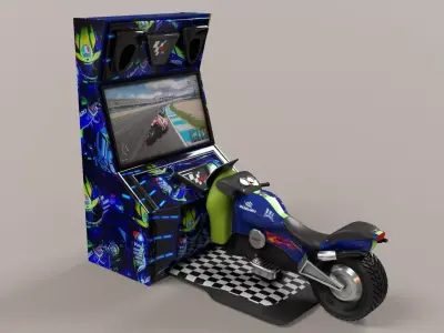 Arcade Coin Operated Bike Game Low-poly 3D model