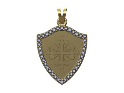Diamond PP logo shield pendant with bail 3D print model