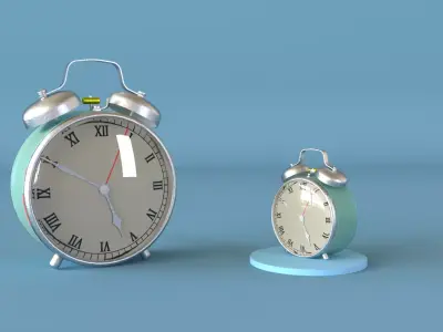 Alarm Clock 3D Model with Cinema 4d R26 Octane 3D model Low-poly 3D model