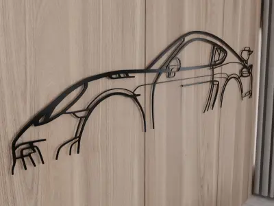 Metal wall art car silhouette Low-poly 3D model