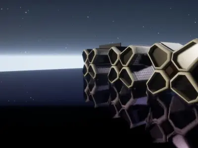 Sci Fi Prop - Solar Panels - Container - Generator Low-poly 3D model